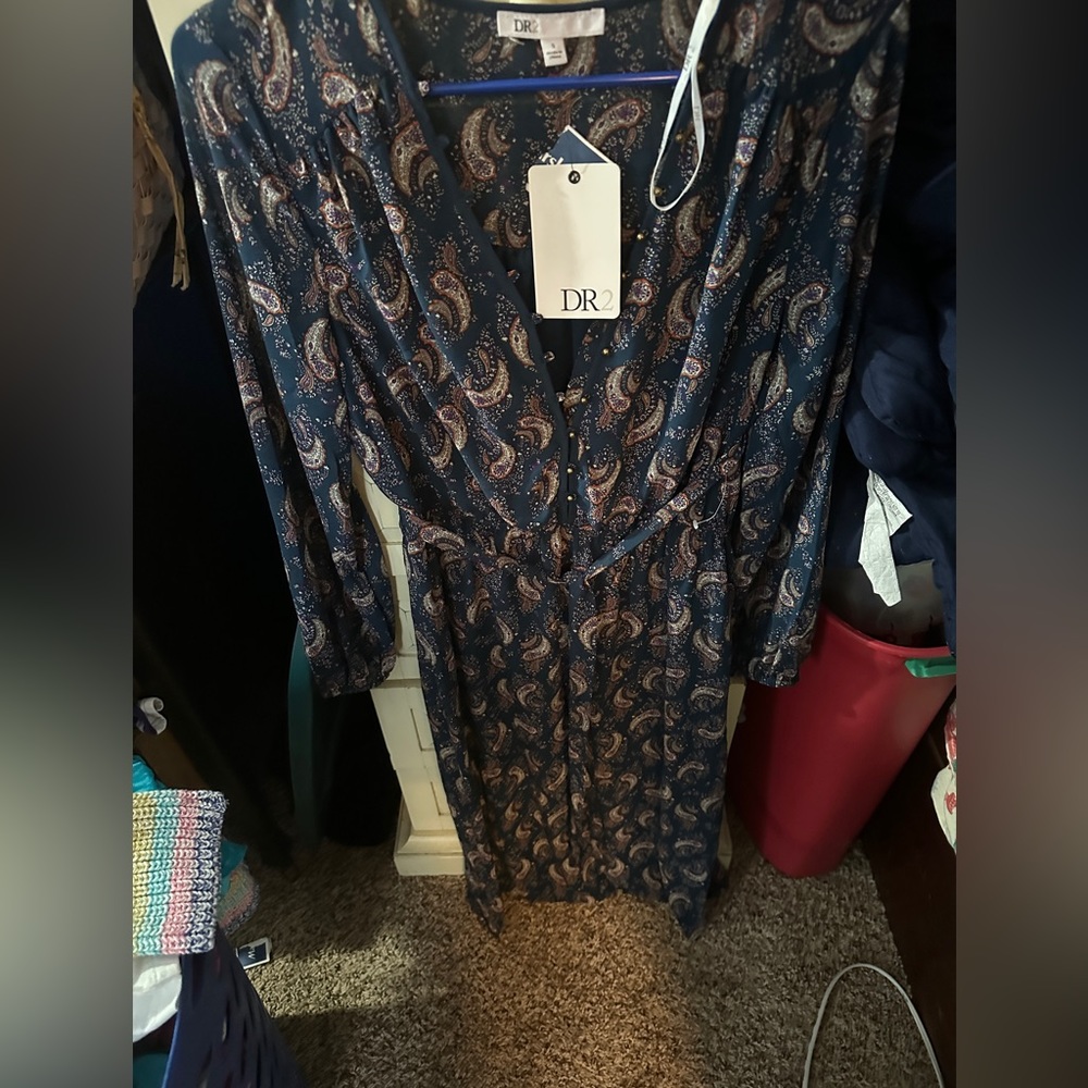 BNWT dress blue w paisley